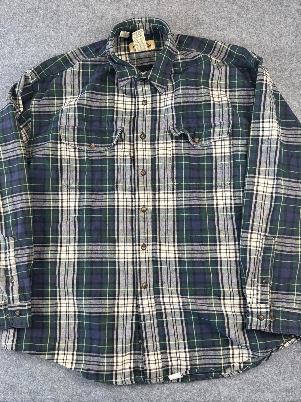 Eddie Bauer Men’s XXL Flannel Shirt Green Blue Plaid Heavy Cotton Big & Tall